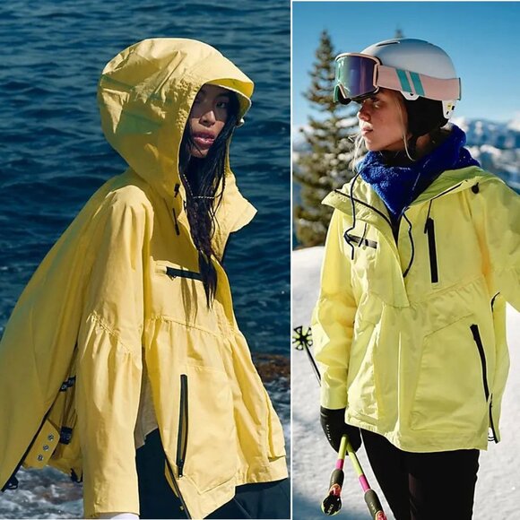 Free People Movement Peek to Peek Popover Rain Jacket Size M Lemon Yellow NEW - Picture 1 of 15